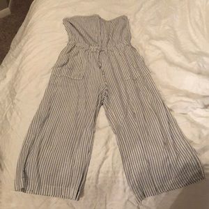 Gap Blue and White Striped Jumpsuit